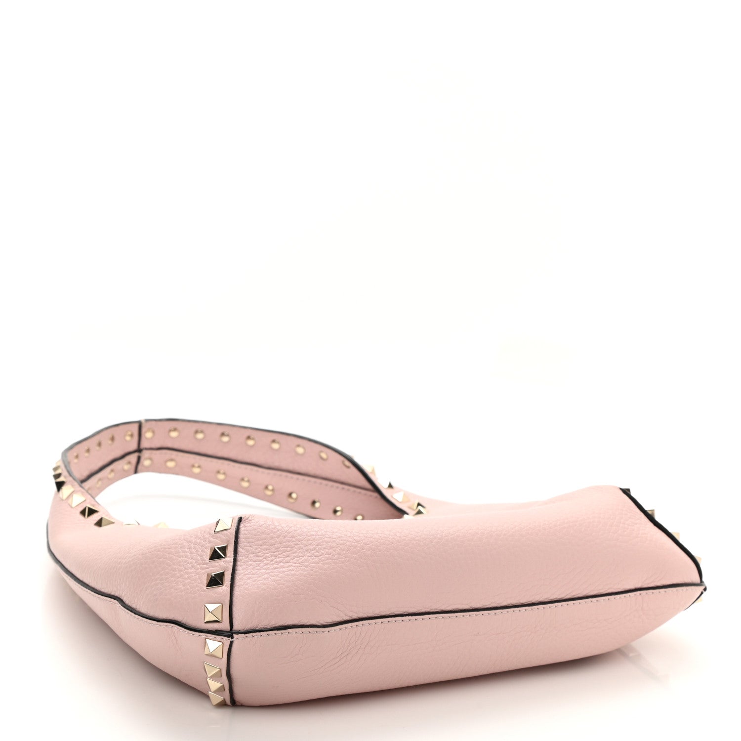 Valentino Garavani Pebbled Calfskin Small Rockstud Flip Lock Hobo Light Pink 4 of 7