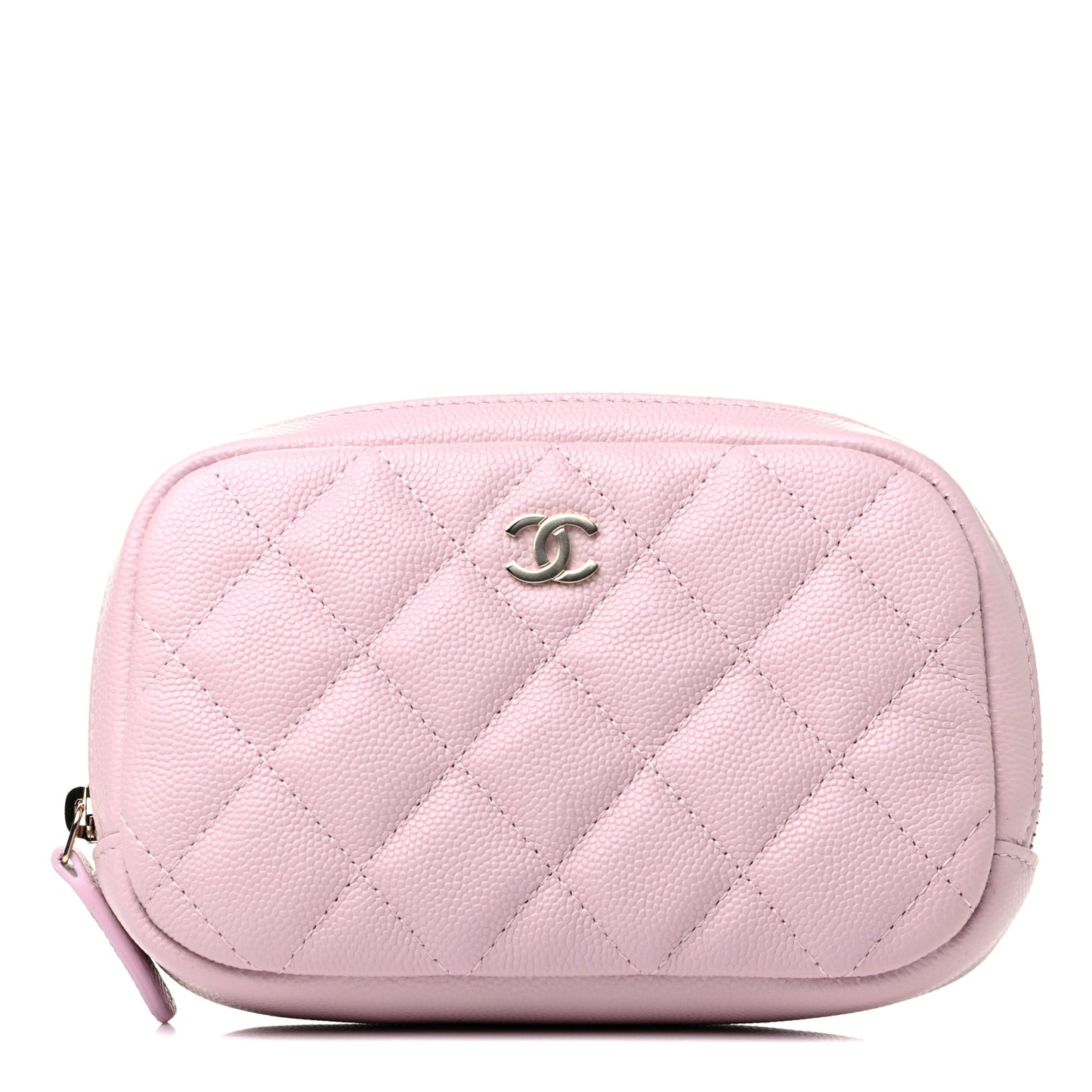 Caviar Quilted Small Curvy Pouch Cosmetic Case Light Pink