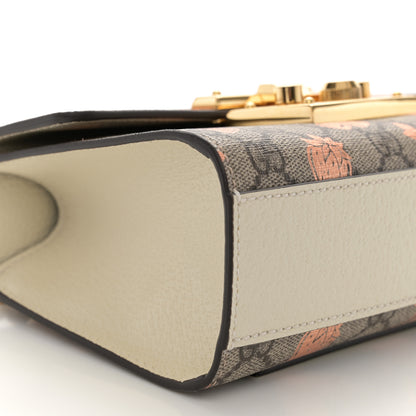 Gucci GG Supreme Monogram Berry Textured Dollar Calfskin Small Padlock Shoulder Bag Beige Ebony Light Copper Mystic White 9 of 11