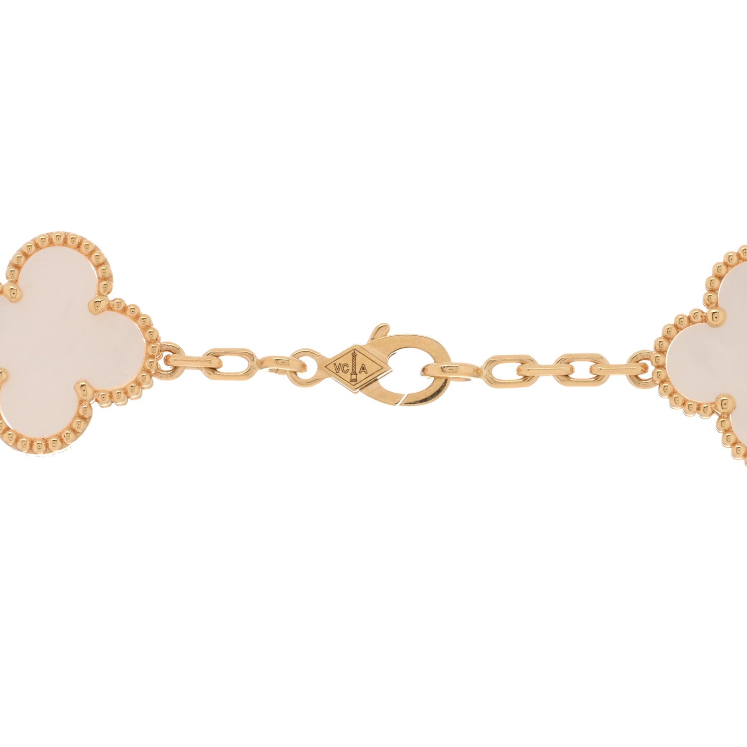 Van Cleef & Arpels 18K Yellow Gold Mother of Pearl 10 Motifs Vintage Alhambra Necklace 3 of 3
