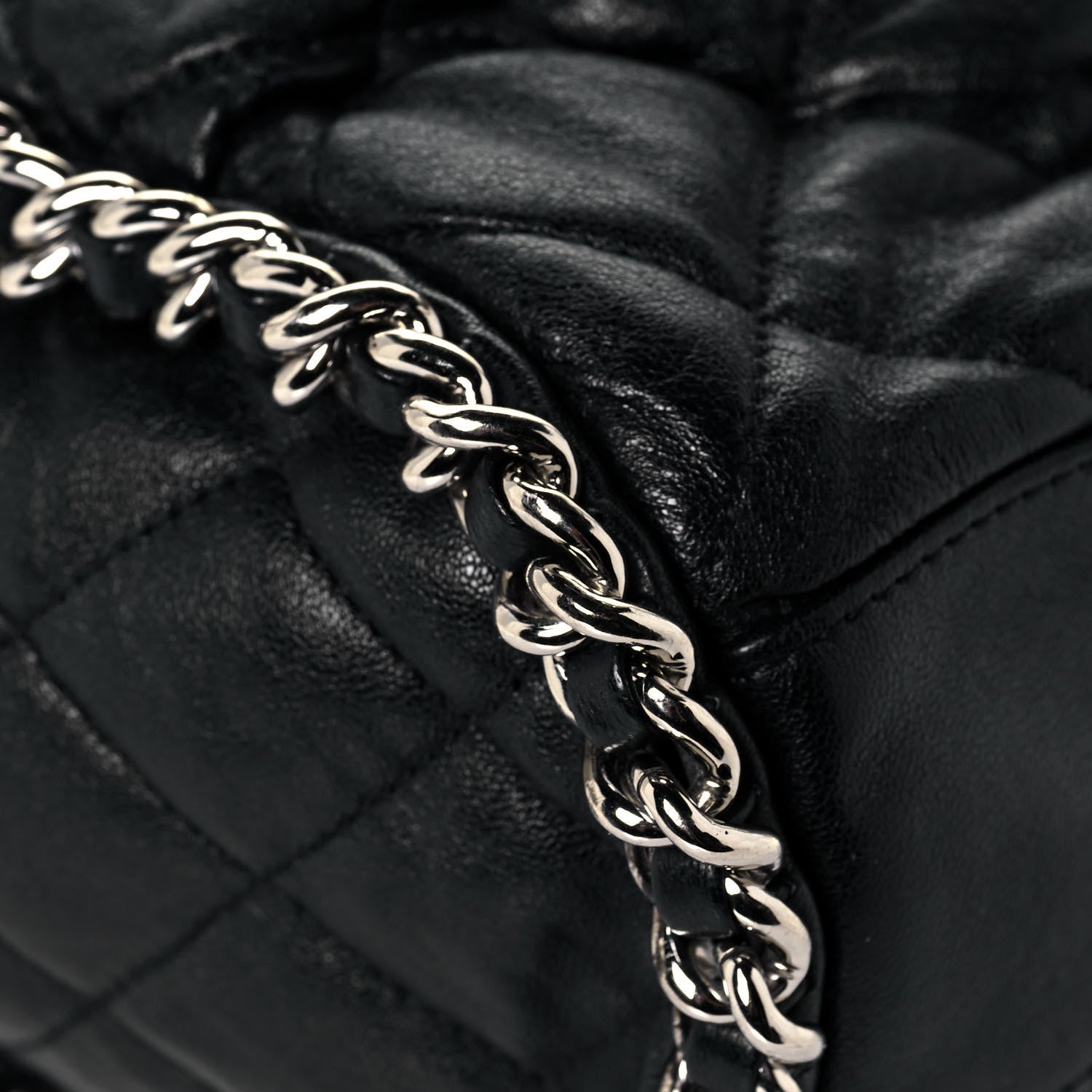 Chanel Washed Lambskin Chain Around Hobo Black 7 of 13