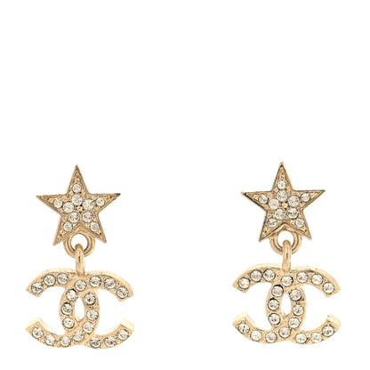 Chanel Crystal CC Star Drop Earrings Gold 1 of 5