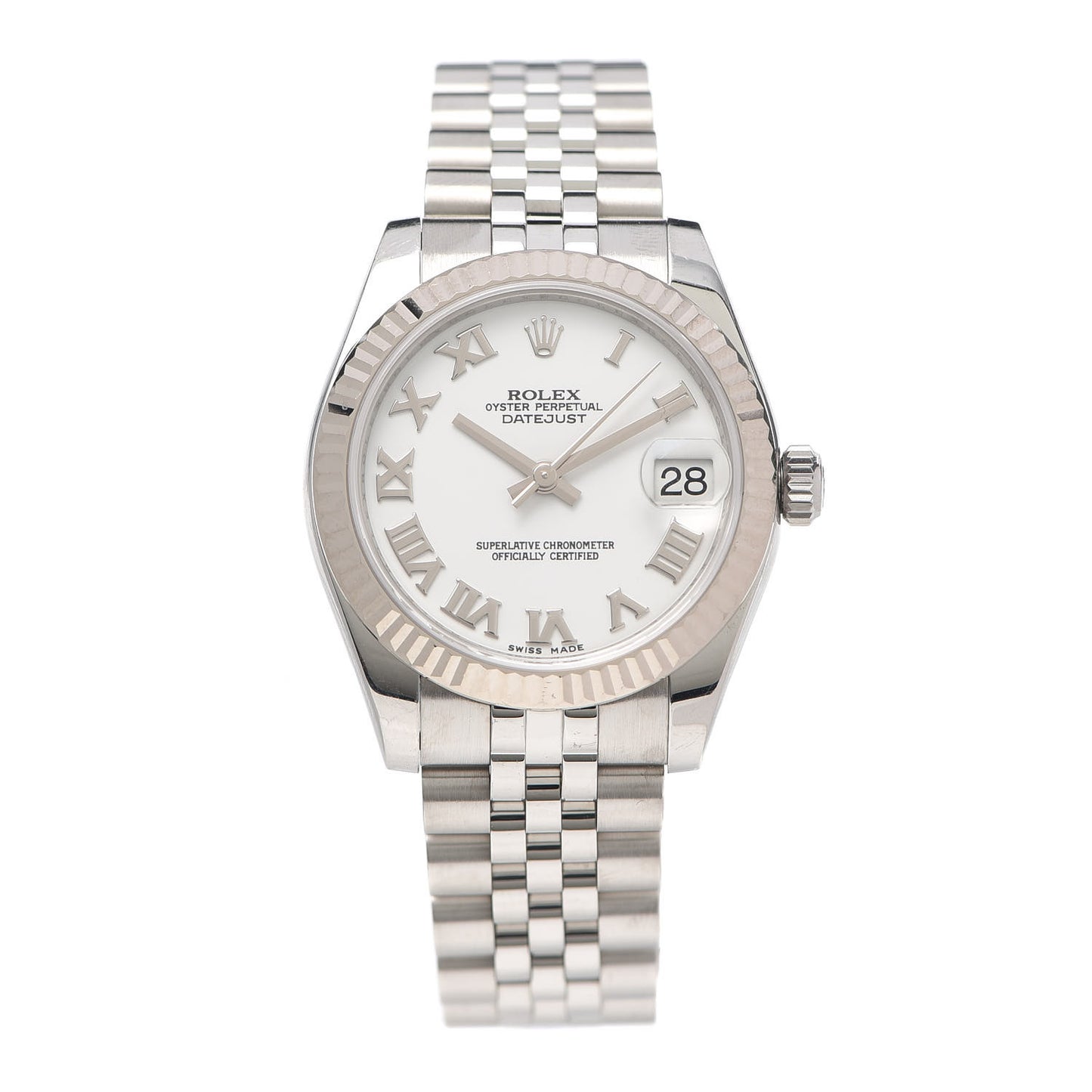 Stainless Steel 18K White Gold 31mm Oyster Perpetual Datejust Watch White Roman 178274