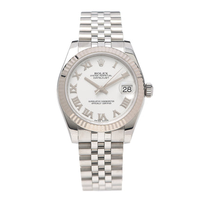 Rolex Stainless Steel 18K White Gold 31mm Oyster Perpetual Datejust Watch White Roman 178274 1 of 5