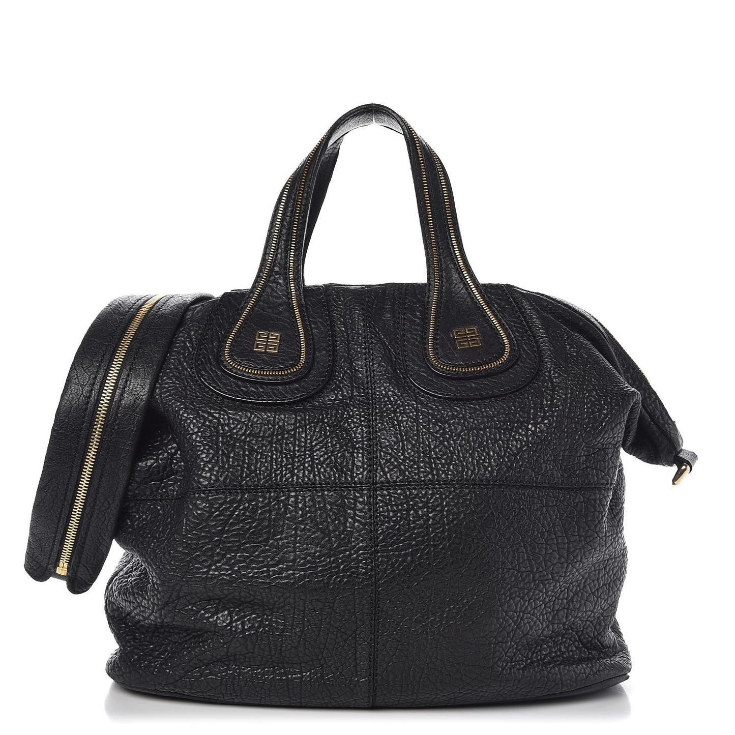 Pebbled Lambskin Zip Animation Medium Nightingale Black