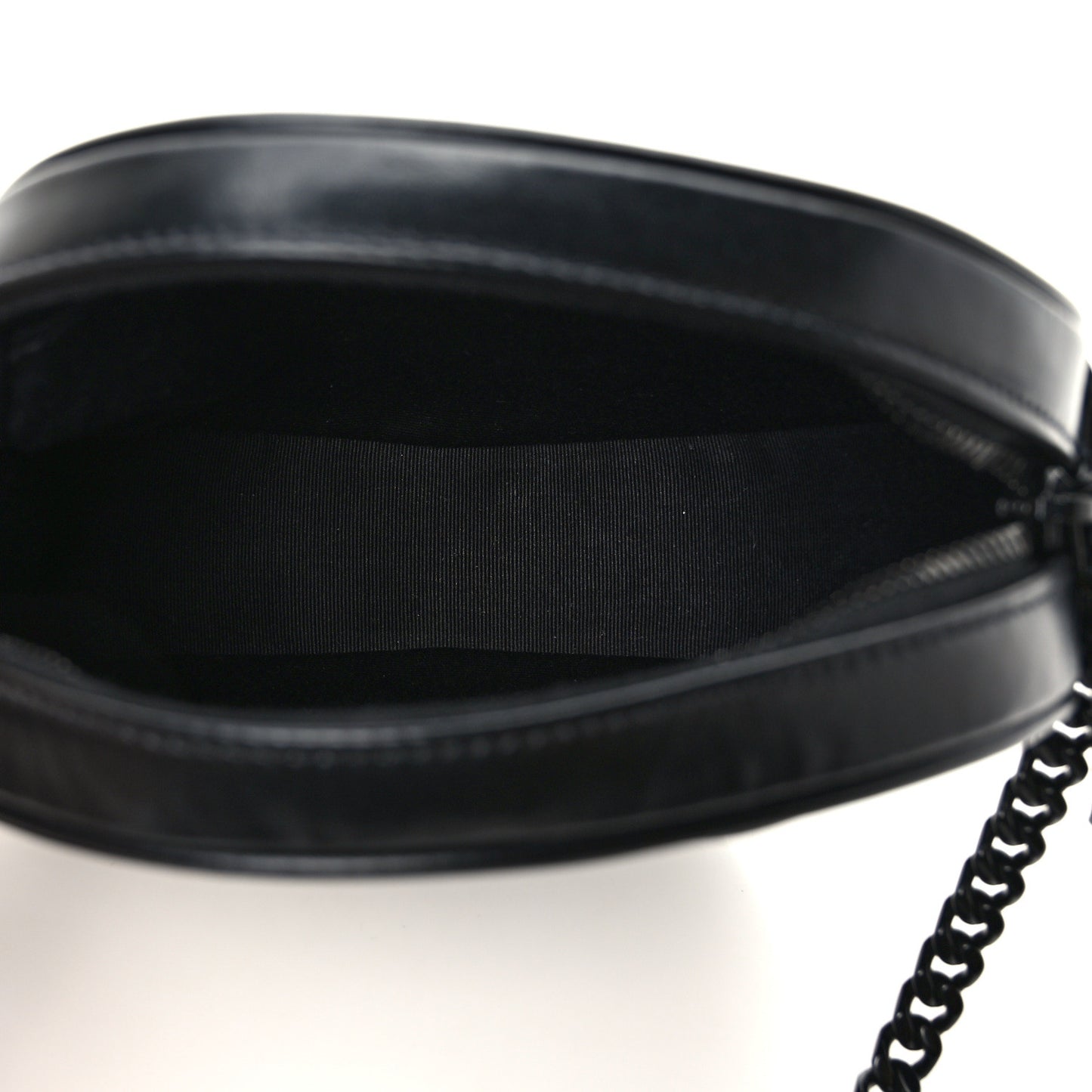Calfskin Matelasse Chevron Round Vinyle Camera Bag Black