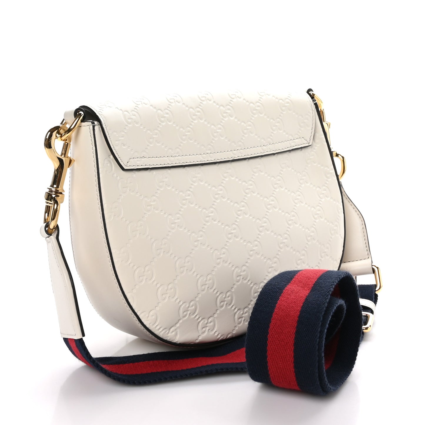 Guccissima Web Medium Padlock Messenger Shoulder Bag White