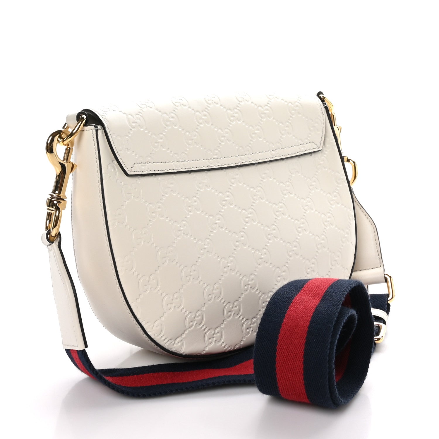 Gucci Guccissima Web Medium Padlock Messenger Shoulder Bag White 3 of 9