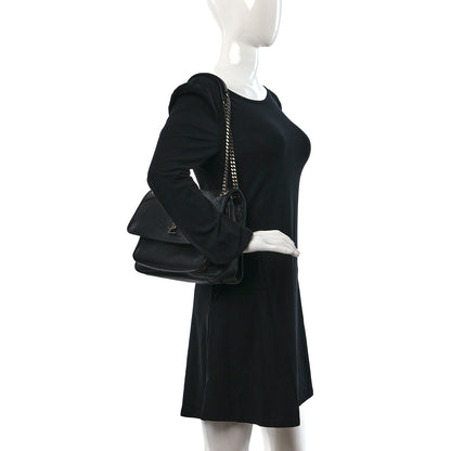 Saint Laurent Grained Lambskin Monogram Medium Niki Chain Satchel Black 2 of 8