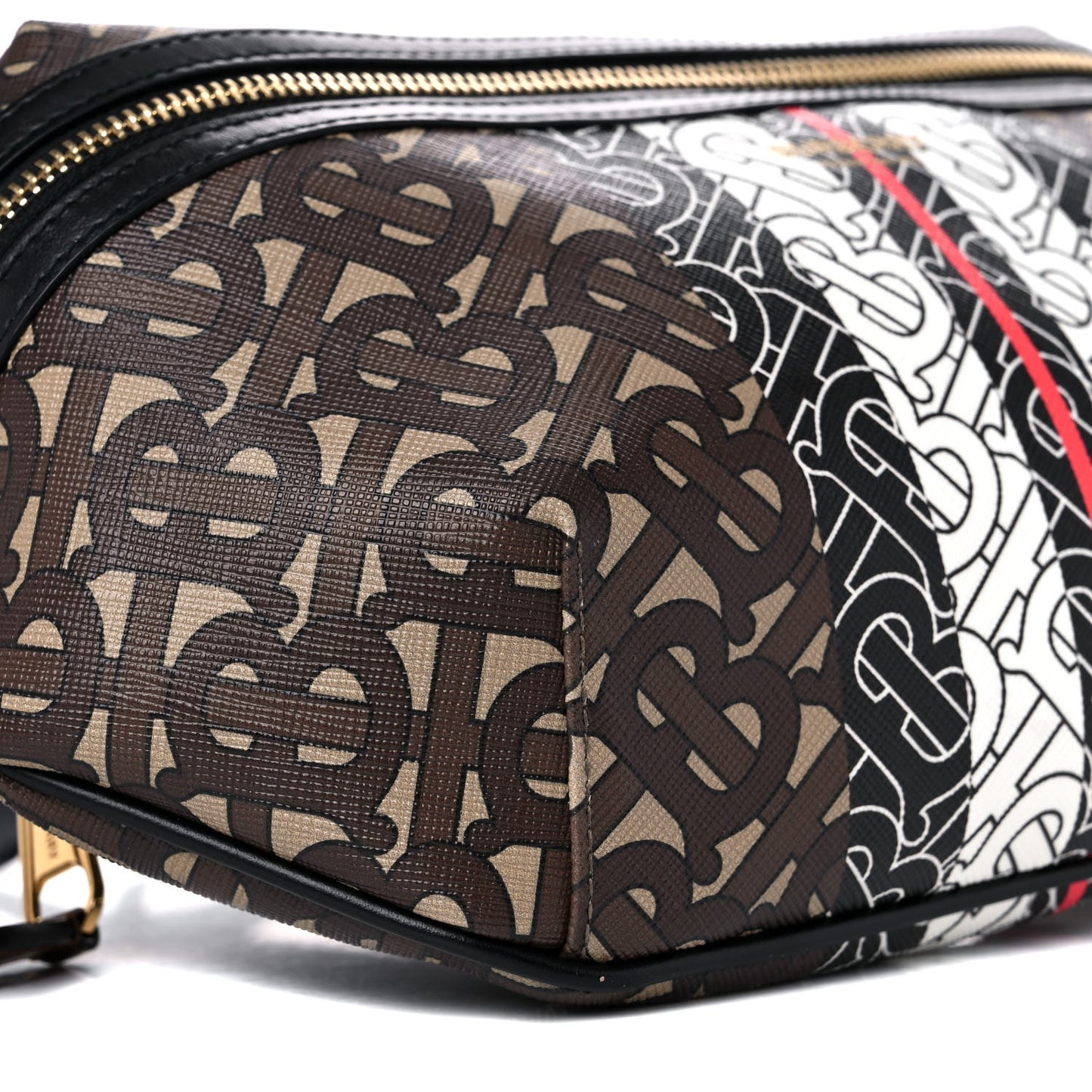E-Canvas Monogram Stripe Medium Sonny Bum Bag Bridle Brown