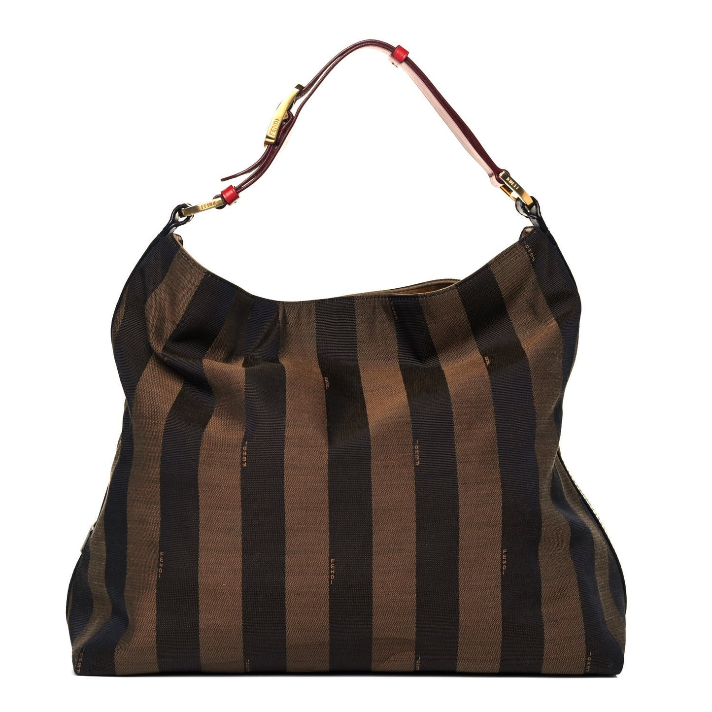 Pequin Cuoio Vegetale Large Hobo Tobacco Rosso Black