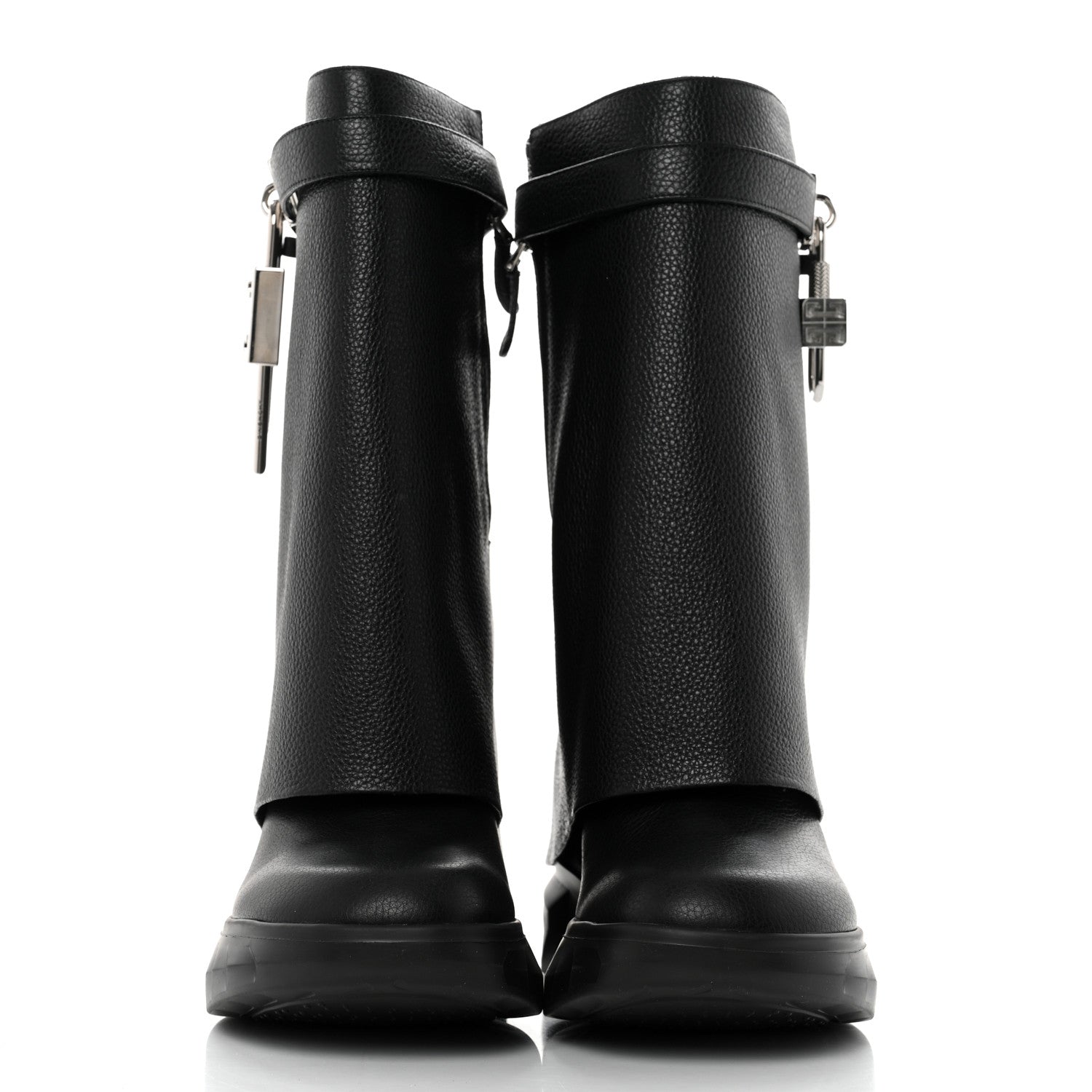 Givenchy Grained Calfskin Shark Lock Biker Ankle Boots 39 Black 2 of 8