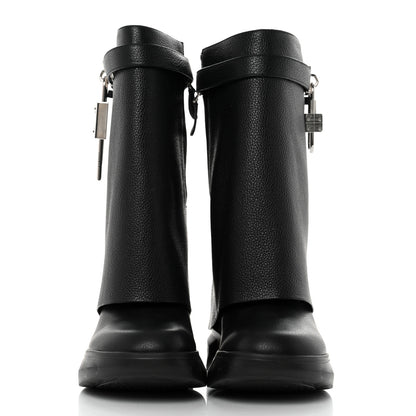 Givenchy Grained Calfskin Shark Lock Biker Ankle Boots 39 Black 2 of 8