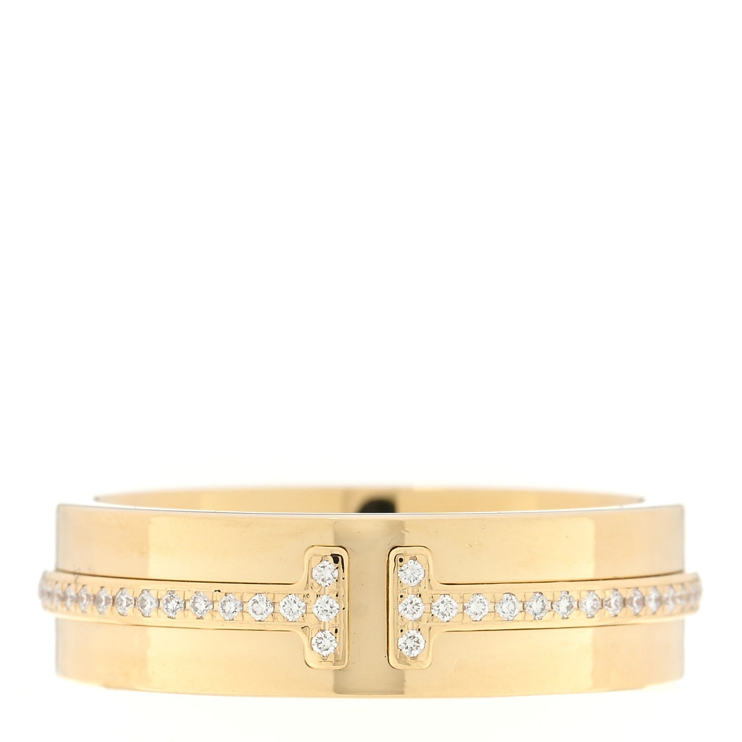 18K Yellow Gold Diamond Wide T Two Ring 52 6