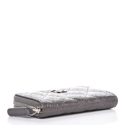 Chanel Metallic Calfskin Camellia Embossed Zip Coin Purse Grey 4 of 7
