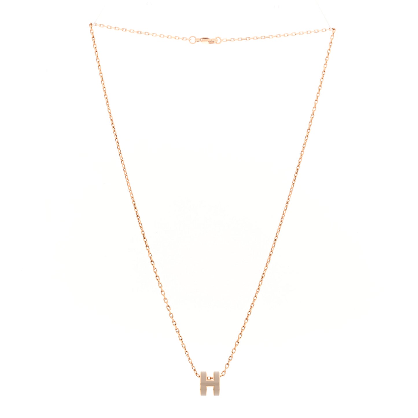 Lacquered Rose Gold Mini Pop H Pendant Necklace Marron Glace