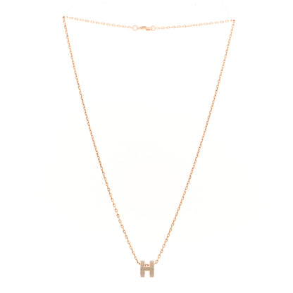 Hermes Lacquered Rose Gold Mini Pop H Pendant Necklace Marron Glace 3 of 7
