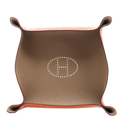 Hermes Taurillon Clemence Mises et Relances Change Tray Etoupe Orange 1 of 5