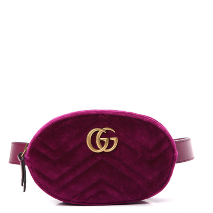 Gucci Velvet Matelasse GG Marmont Belt Bag 75 30 Fuchsia Violet Cyclamen 1 of 9