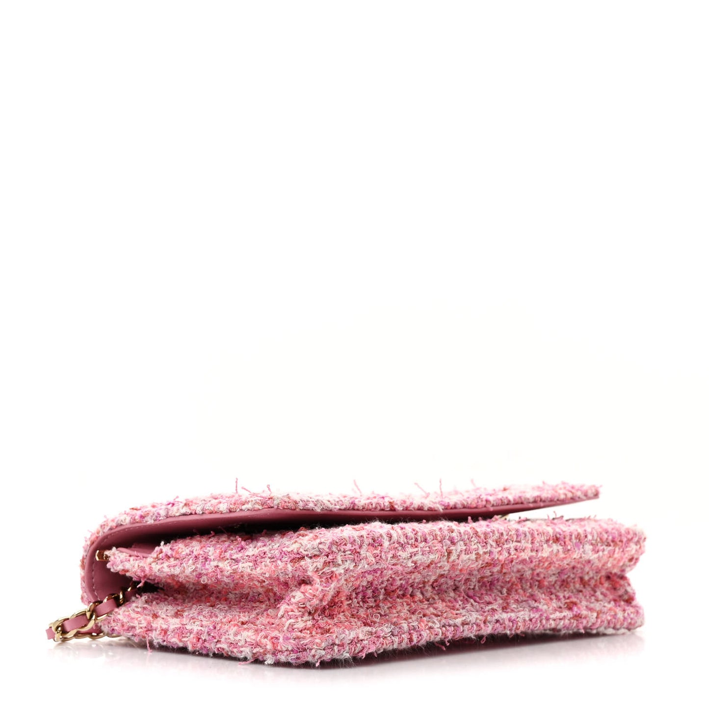 Tweed Quilted Wallet On Chain WOC Pink
