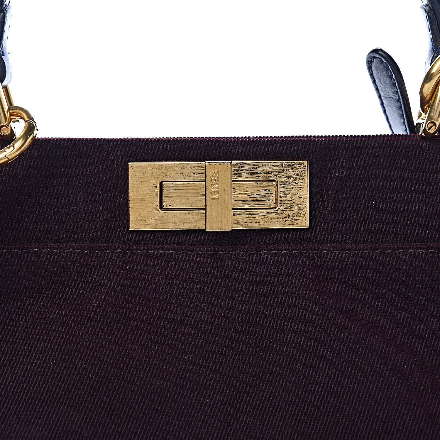 Fendi Denim Vitello Zucca Medium Peekaboo Iconic Satchel Vinaccia Blue Navy 8 of 15