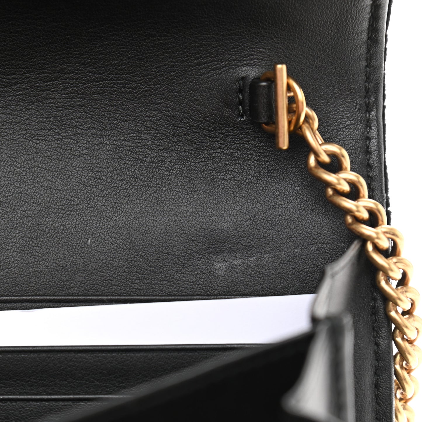 Velvet Matelasse GG Marmont Chain Wallet Black