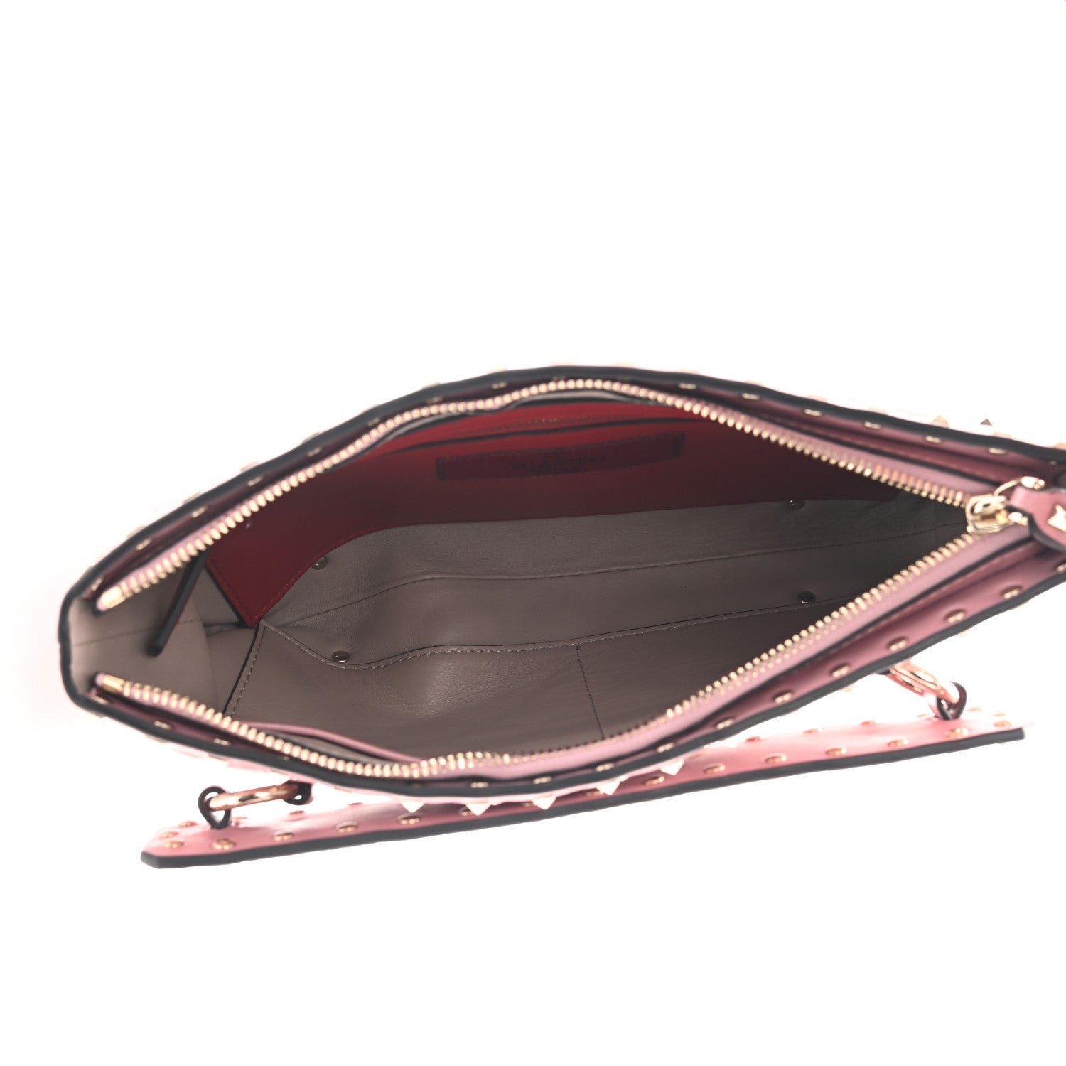 Valentino Garavani Nappa Rockstud Spike Side Slip Zip Clutch Lipstick 4 of 6