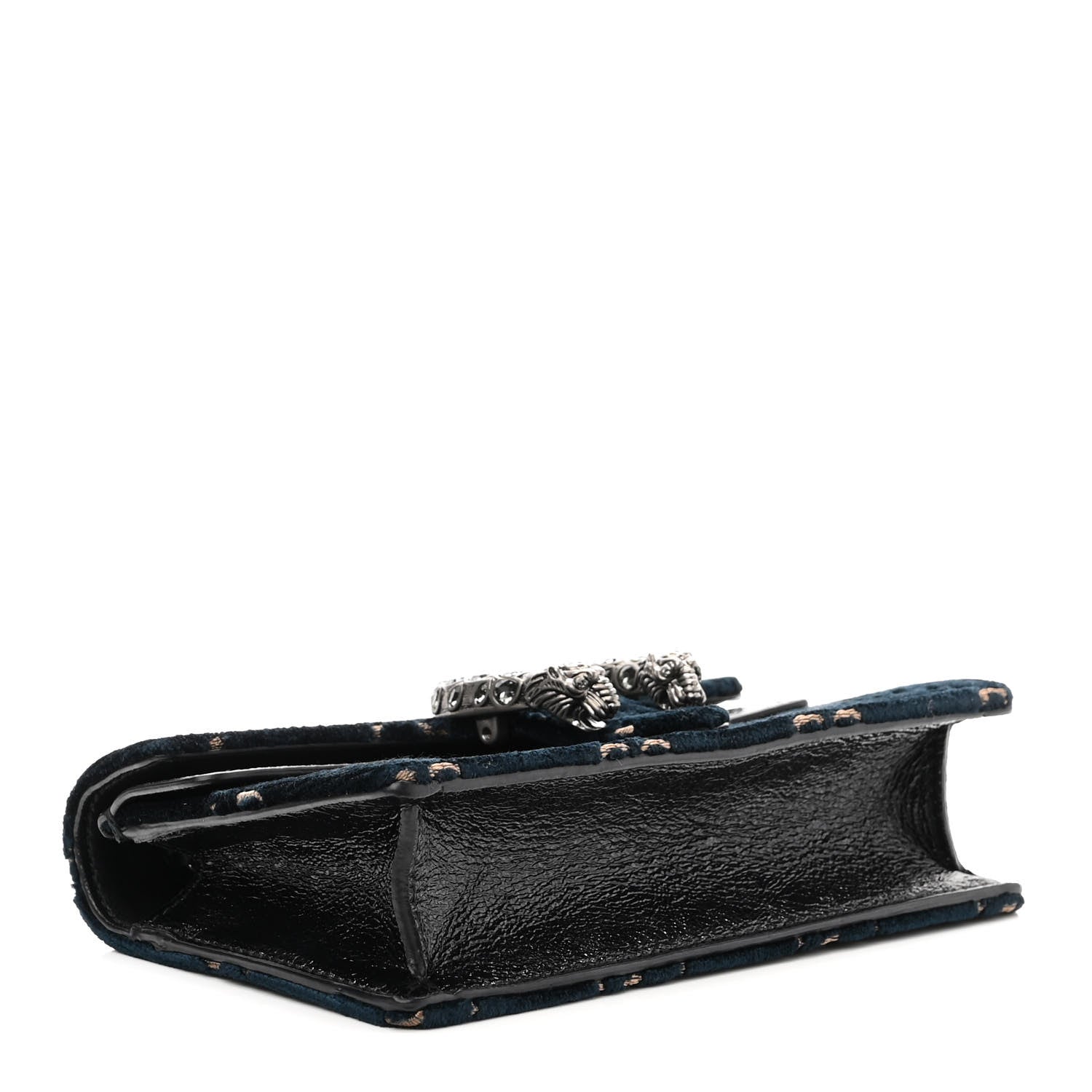 Gucci Velvet GG Monogram Super Mini Dionysus Shoulder Bag Blue Beige Black 4 of 9