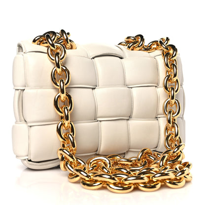 Bottega Veneta Lambskin Maxi Intreccio Padded Chain Cassette Crossbody Bag White 3 of 8