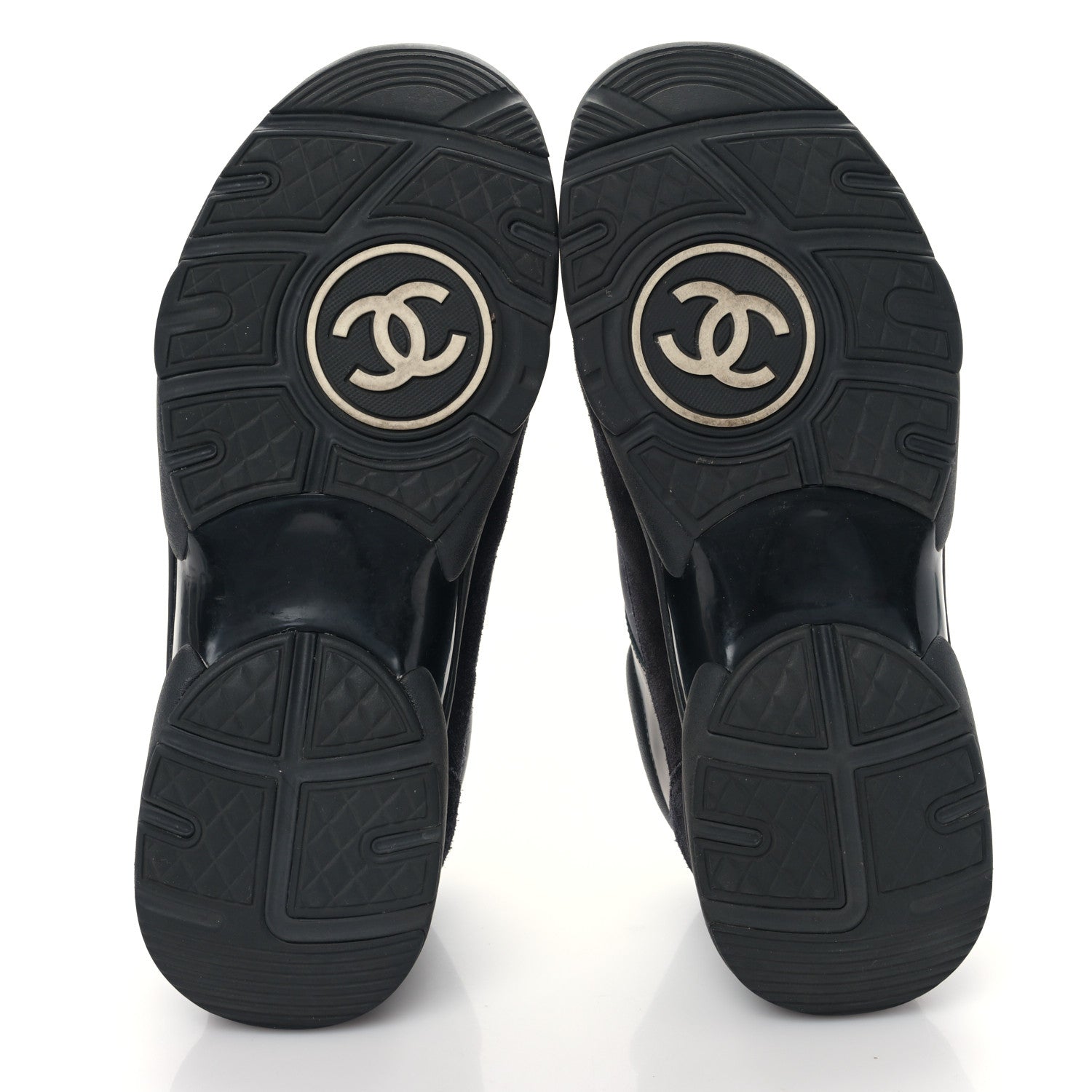 Chanel Fabric Calfskin Suede CC Sneakers 37 Black 5 of 8