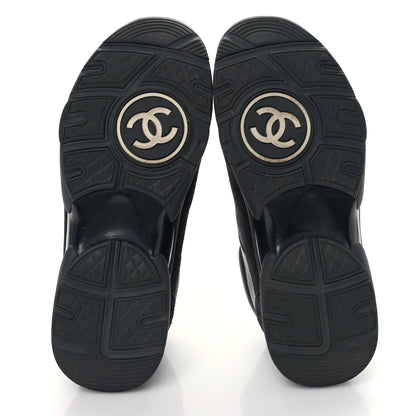 Chanel Fabric Calfskin Suede CC Sneakers 37 Black 5 of 8