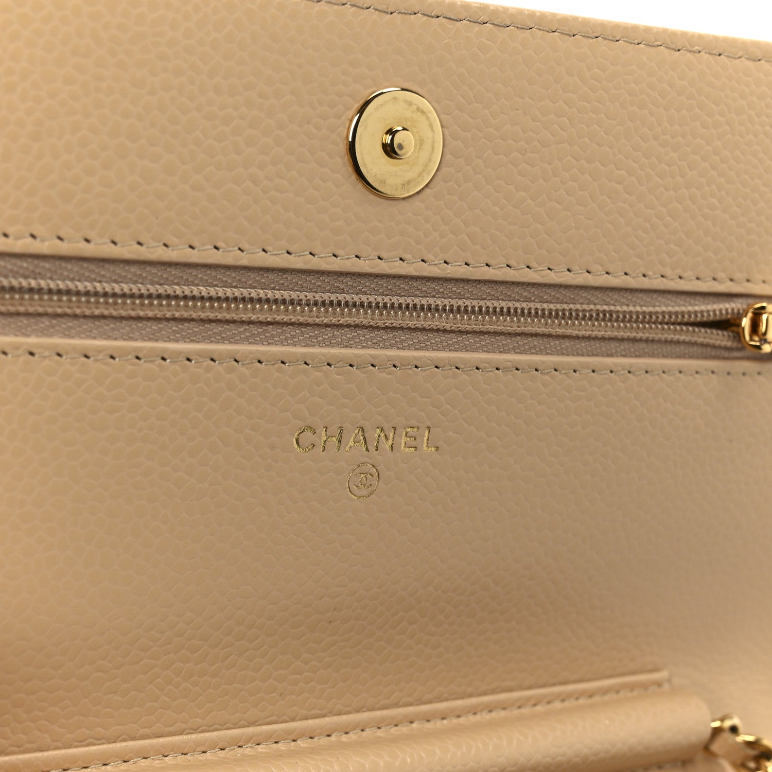 Chanel Caviar Quilted Wallet on Chain WOC Beige 6 of 11