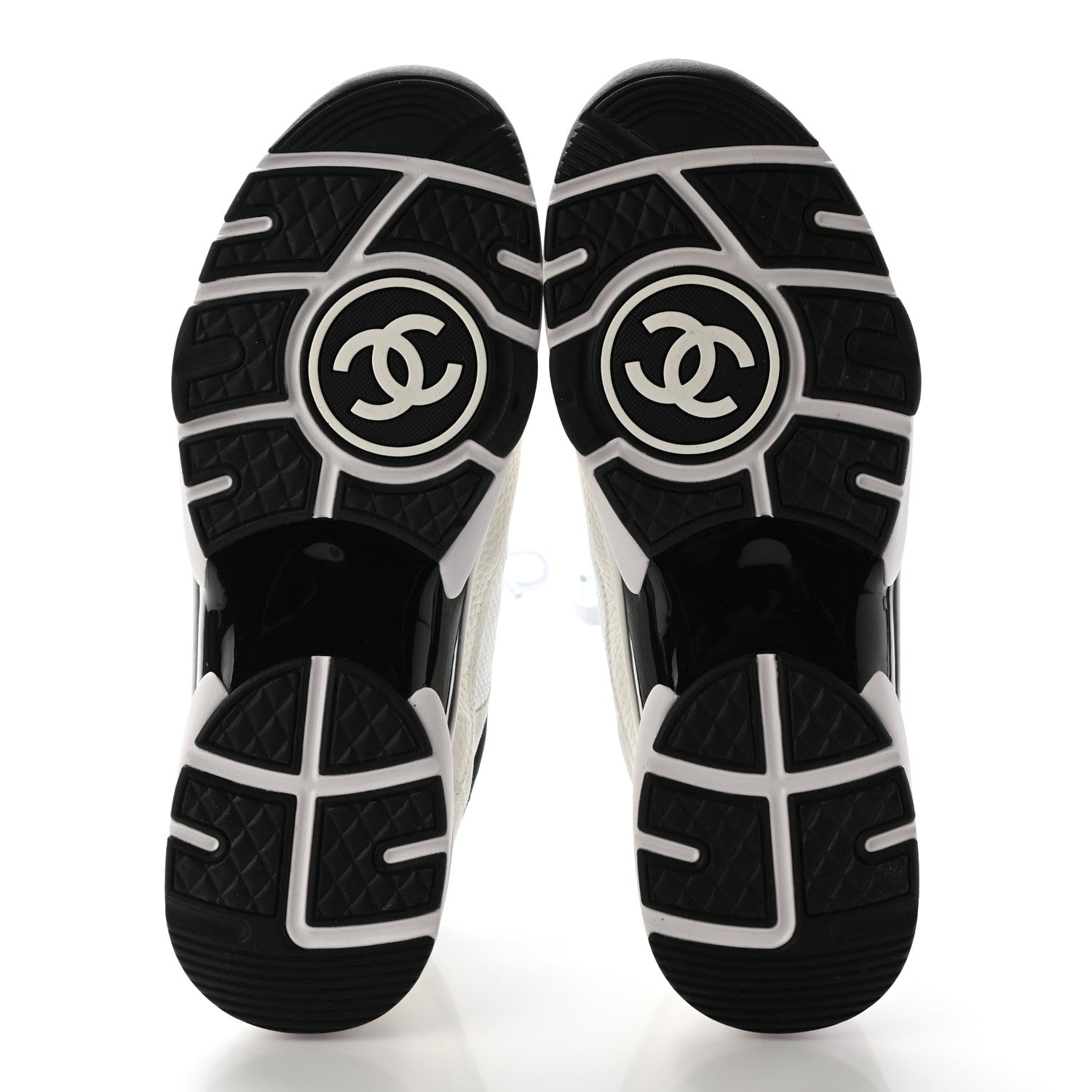 Chanel Mesh Suede Calfskin Grained Calfskin Mens CC Sneakers 43 White Black 5 of 10