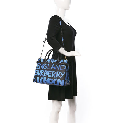 Burberry Grainy Calfskin Graffiti Print Medium Banner Tote Black 2 of 8