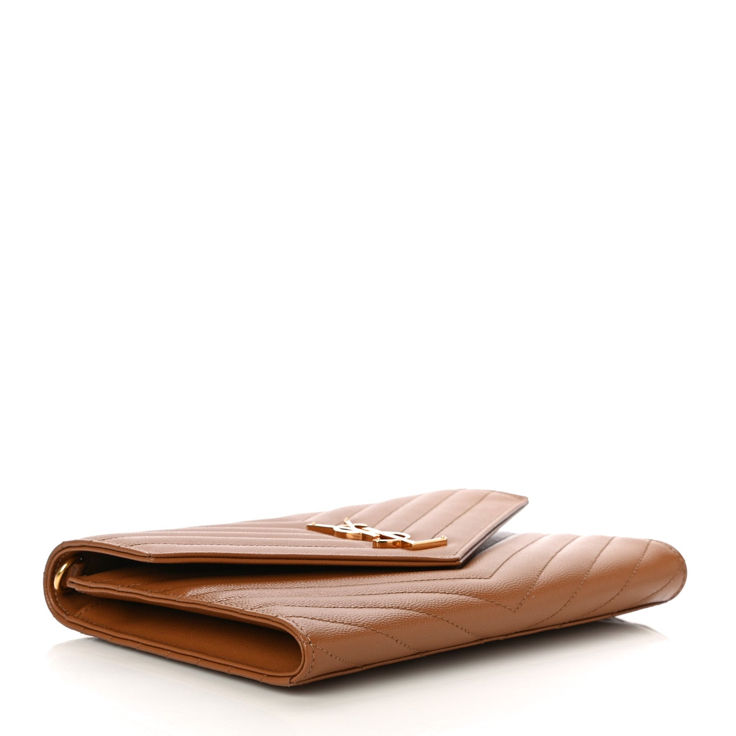 Grain De Poudre Matelasse Chevron Monogram Cassandre Flap Pouch Natural Dark