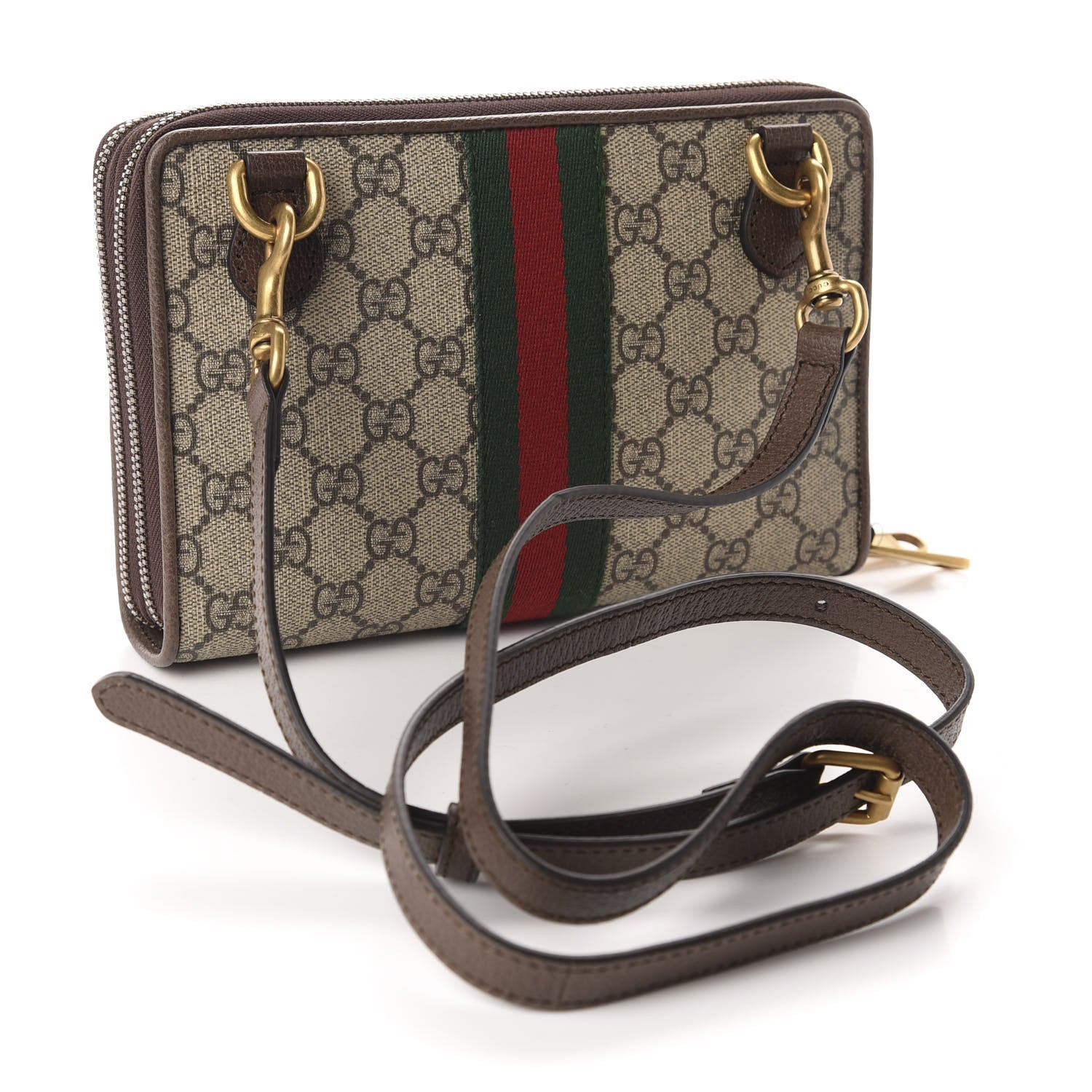 Gucci GG Supreme Monogram Web Ophidia Double Zip Shoulder Bag Beige New Acero 3 of 10