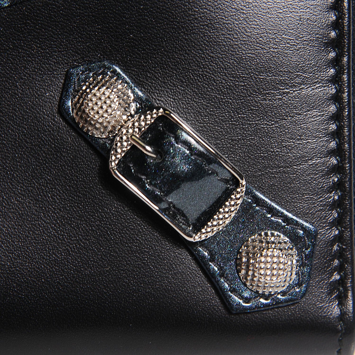 Balenciaga Smooth Calfskin Metallic Patent Giant 12 Silver Hardware Continental Zip Around Wallet Black 6 of 10