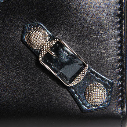 Balenciaga Smooth Calfskin Metallic Patent Giant 12 Silver Hardware Continental Zip Around Wallet Black 6 of 10
