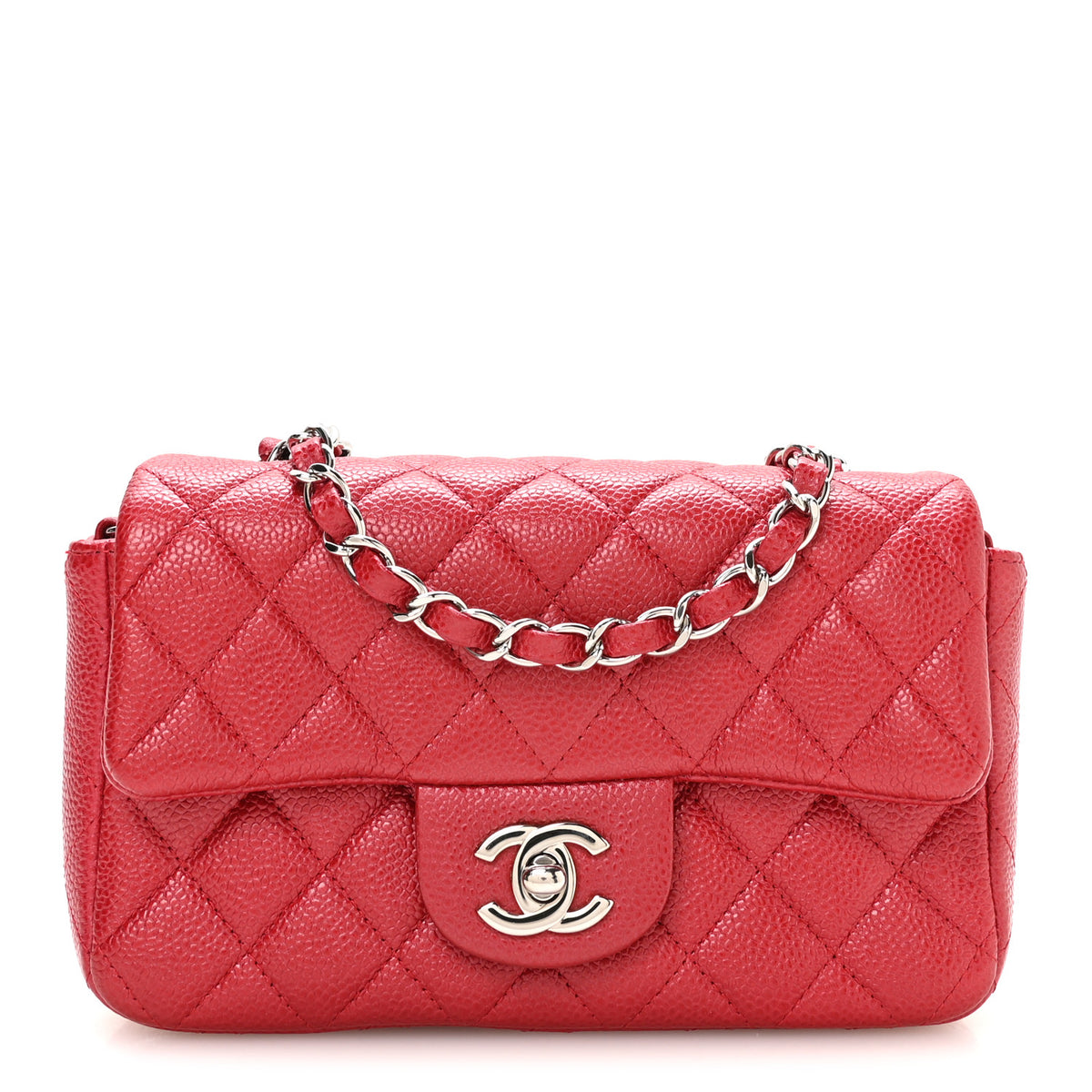 Caviar Quilted Mini Rectangular Flap Red