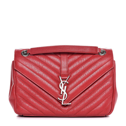Saint Laurent Sheepskin Matelasse Chevron Medium Monogram Chain Bag Red 1 of 8