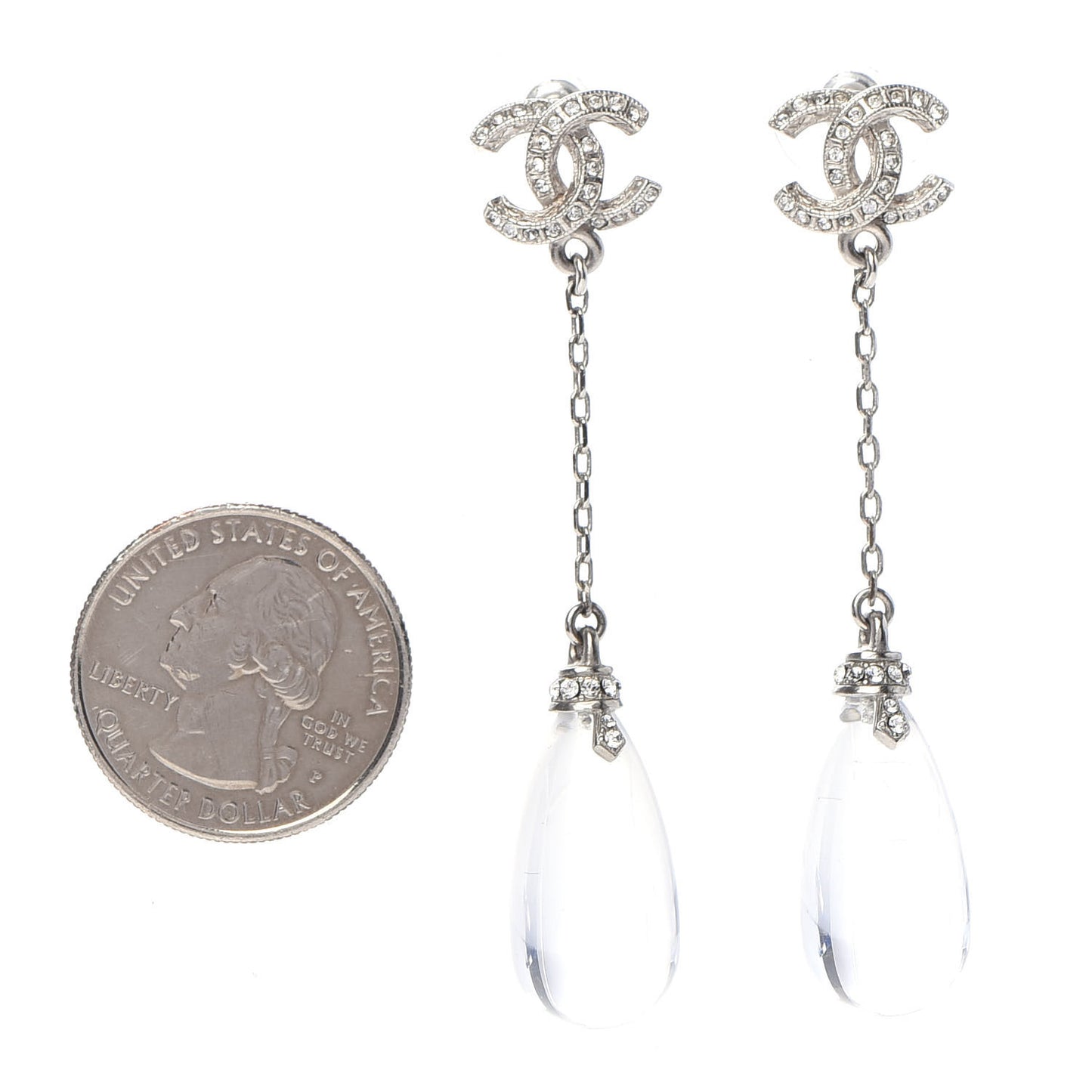 Crystal Resin CC Drop Earrings Silver