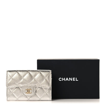 Chanel Metallic Caviar Quilted Flap Card Holder Wallet Silvery 9 of 9