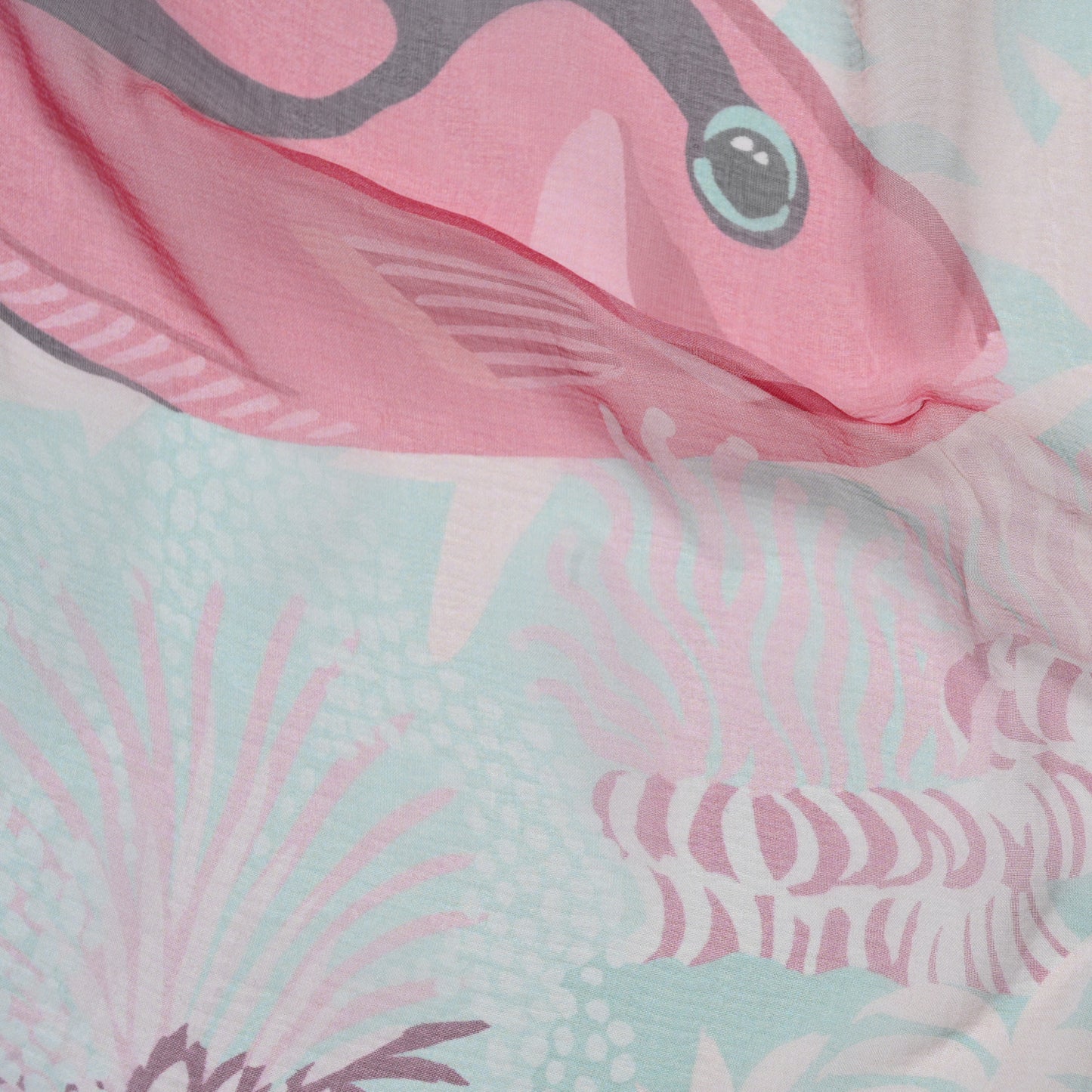 Silk Mousseline Under The Waves Shawl 140 Vert D Eau Vieux Rose Corail