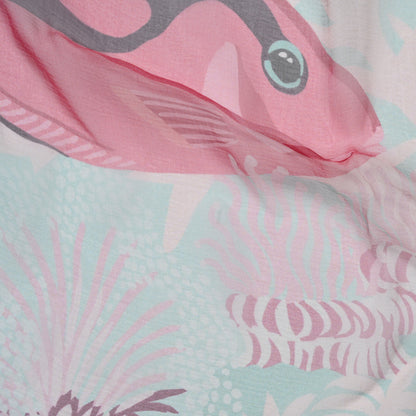 Hermes Silk Mousseline Under The Waves Shawl 140 Vert D Eau Vieux Rose Corail 7 of 7