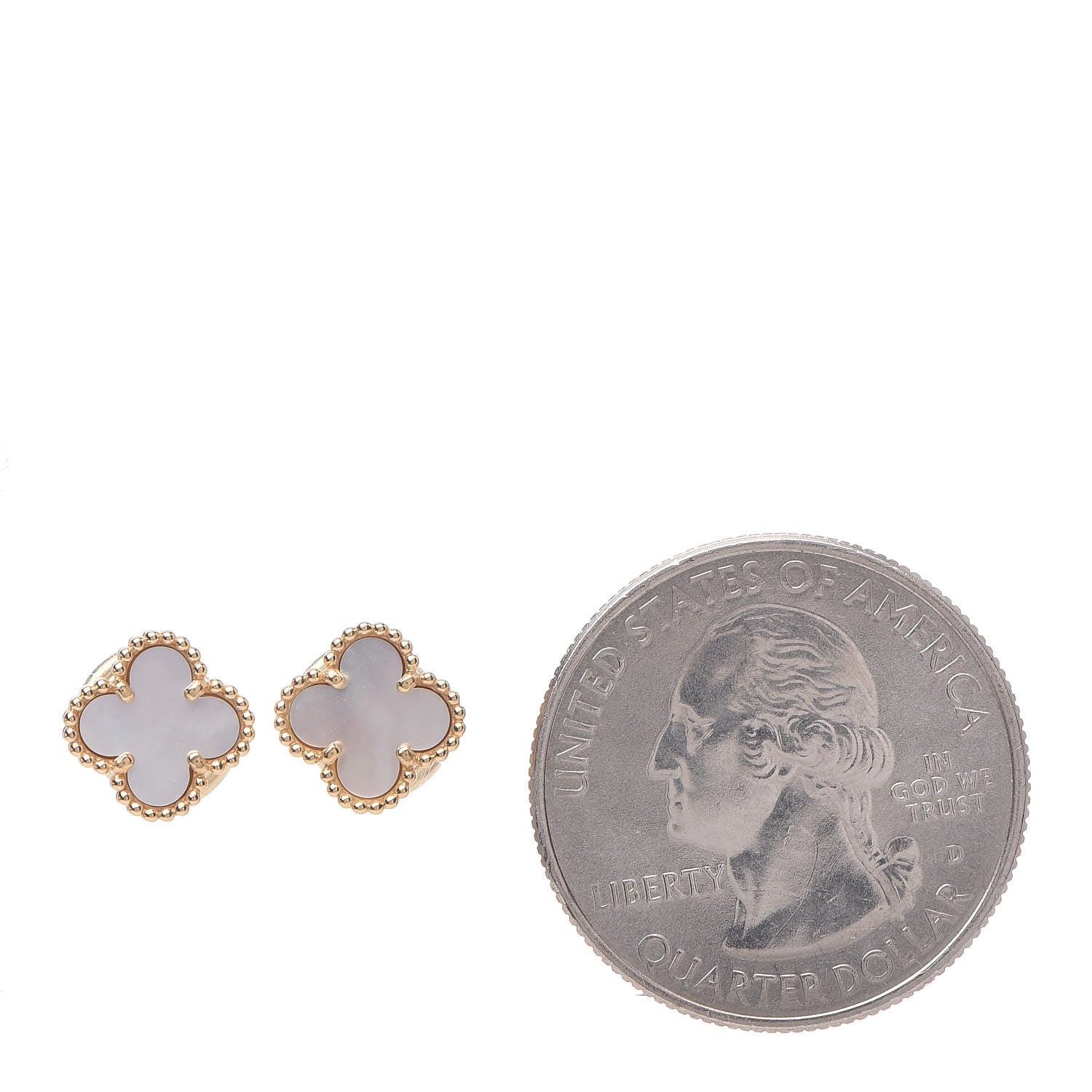 Van Cleef & Arpels 18K Yellow Gold Mother of Pearl Sweet Alhambra Earrings 2 of 5
