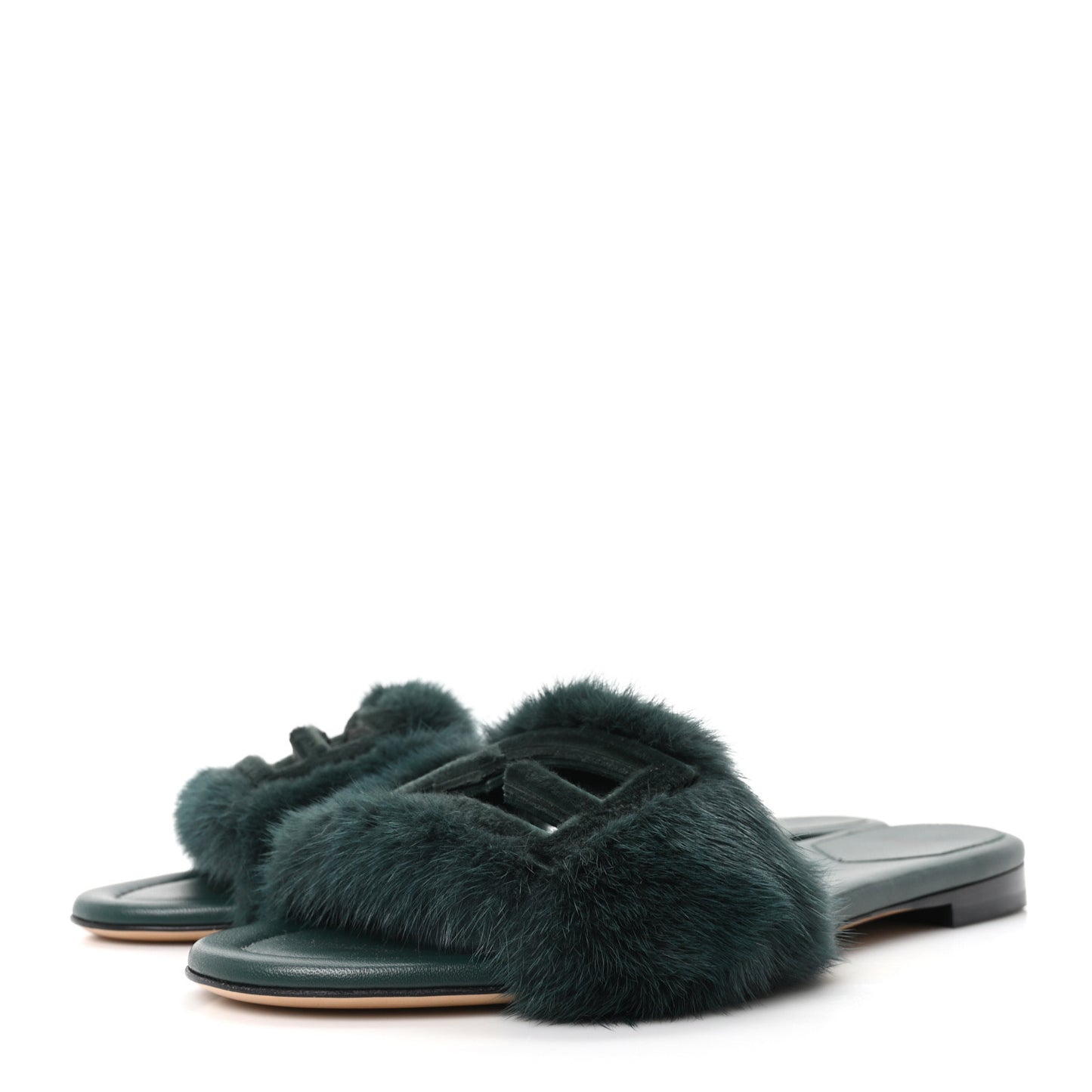 Mink FF Baguette Slide Sandals 39 Sage