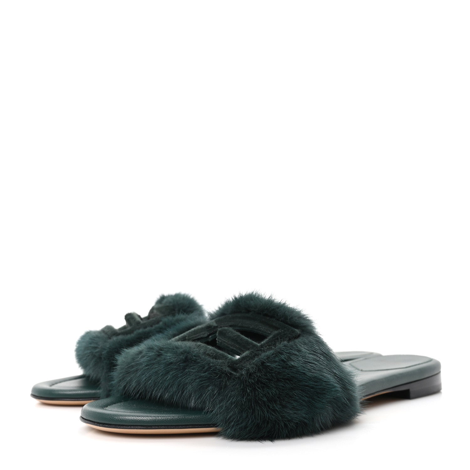 Fendi Mink FF Baguette Slide Sandals 39 Sage 4 of 9