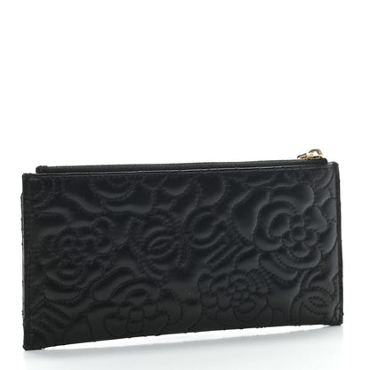 Chanel Lambskin Camellia Embossed Classic Zip Pouch Black 3 of 7