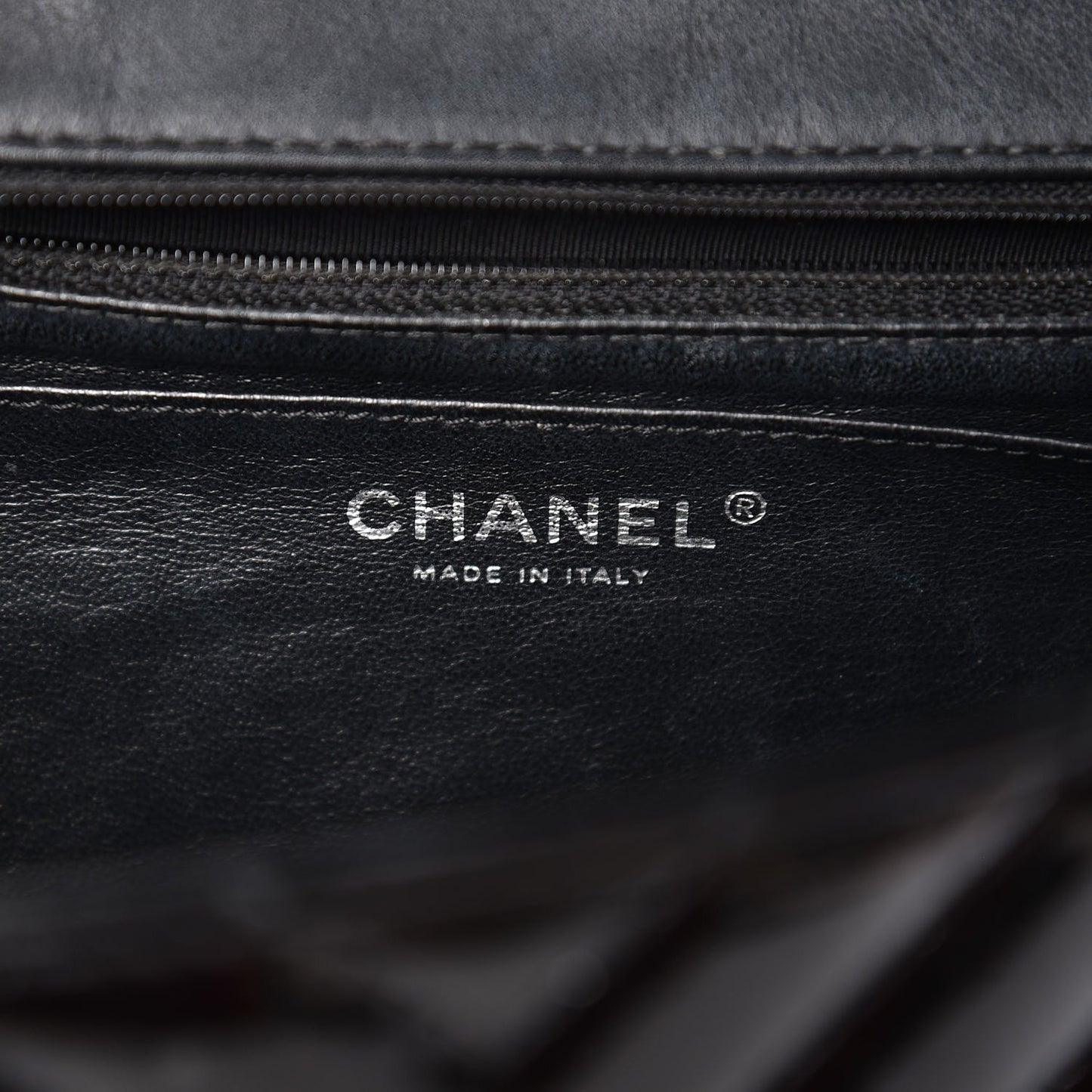 Patent Chevron Quilted Jumbo Single Flap Black