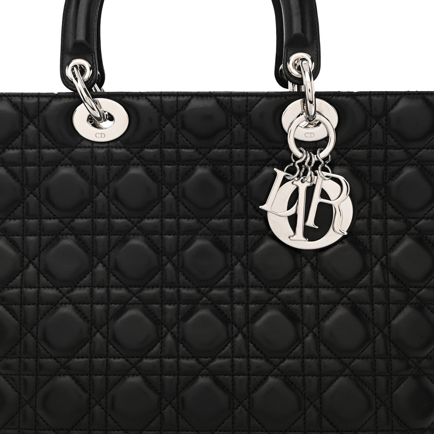 Christian Dior Lambskin Cannage Large Lady Dior Black 8 of 10